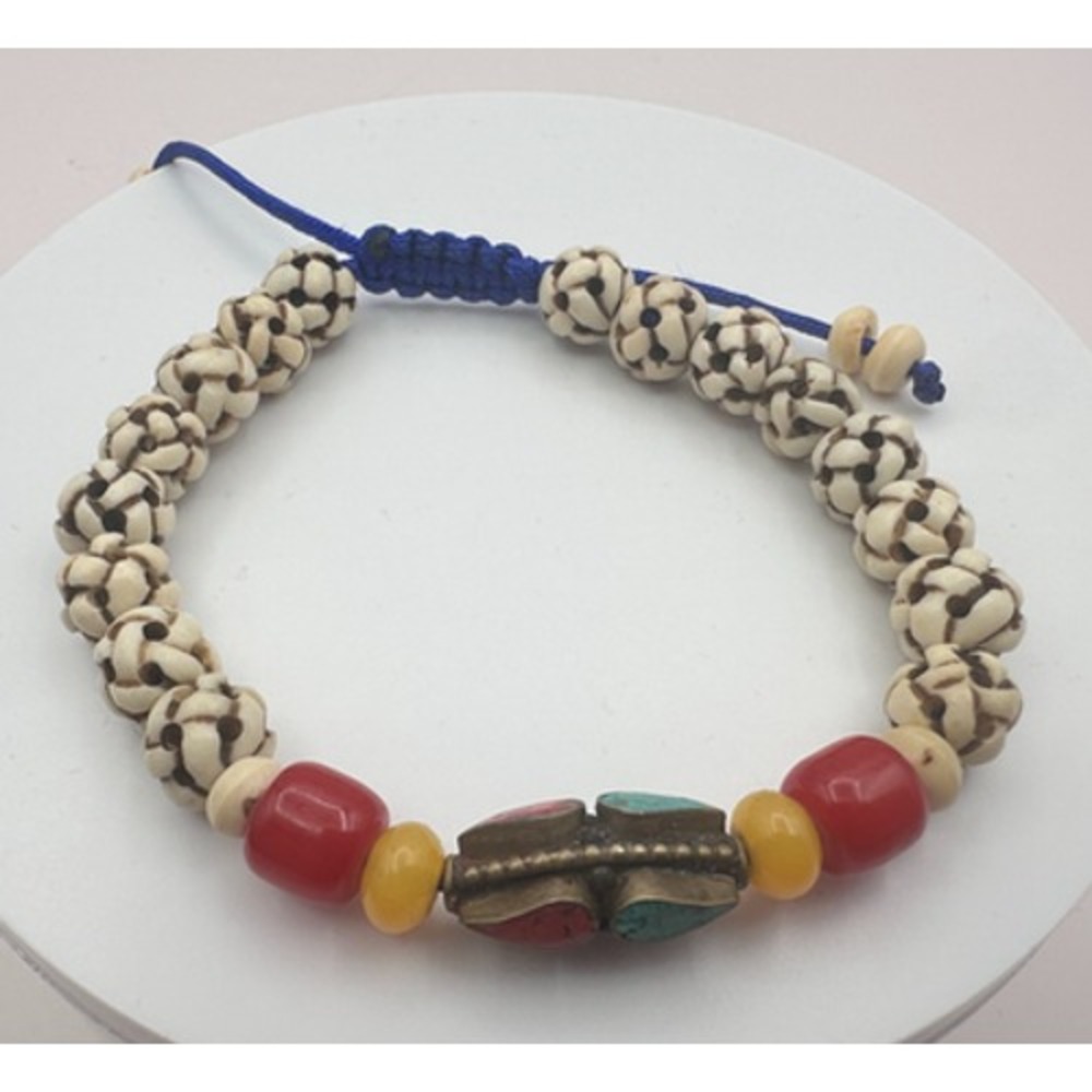 Vintage 90s Tibetan Beaded Bracelet Statement Women's Classic Fashion Jewelry